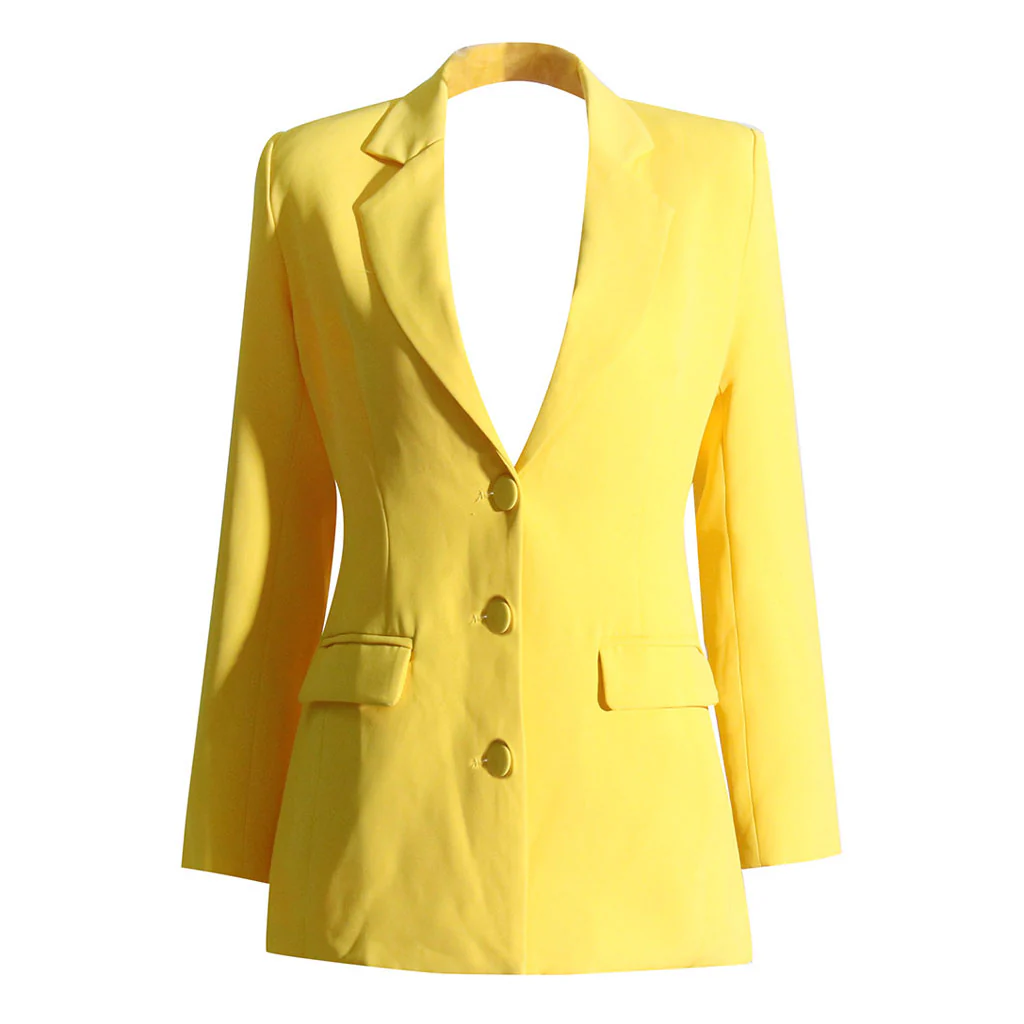 Radiant Crystal CutOut Back Lapel Long Sleeve Single Breasted Slim Blazer - Image 4