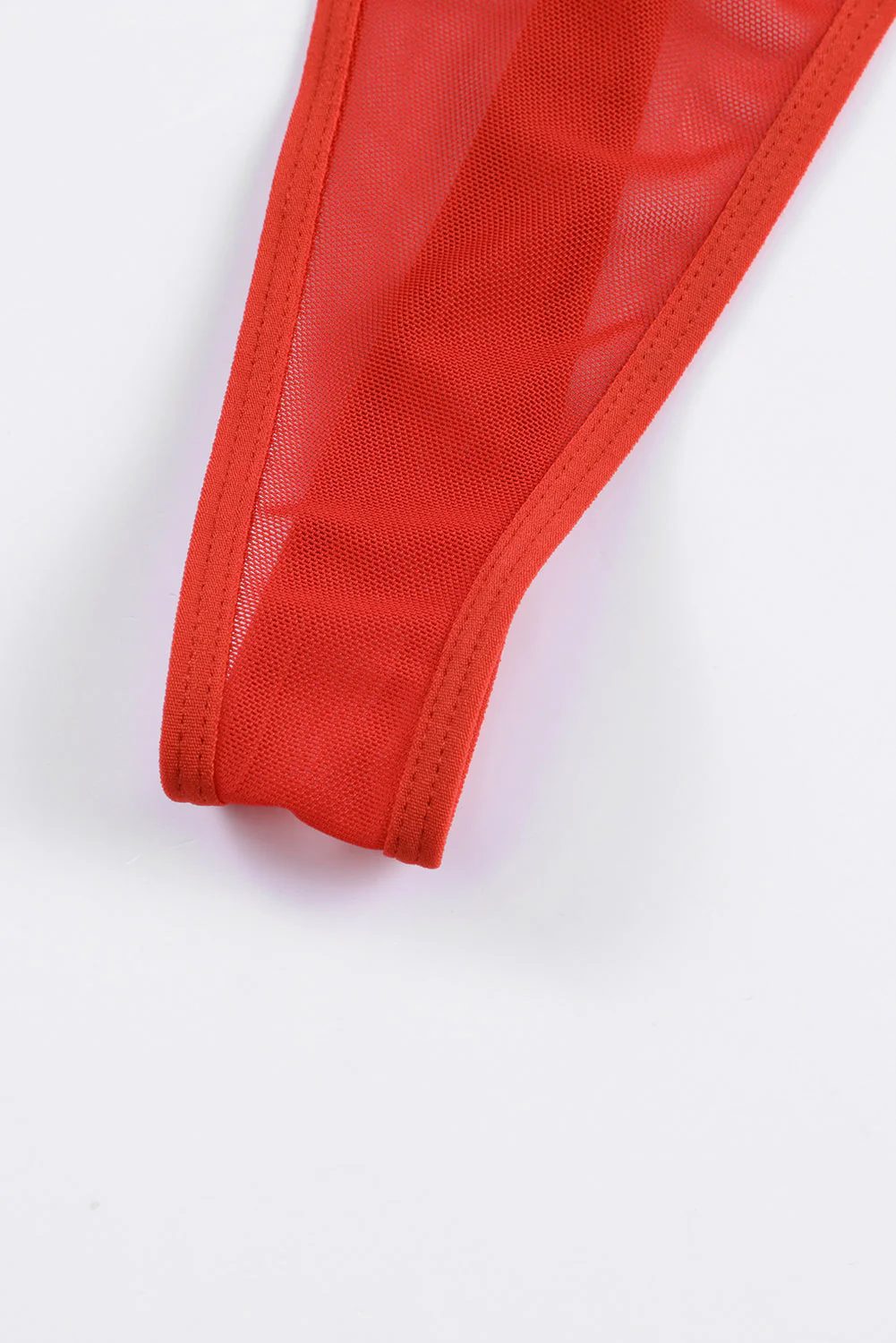 Red Lace Strappy Garter Belt With Thong - Image 6