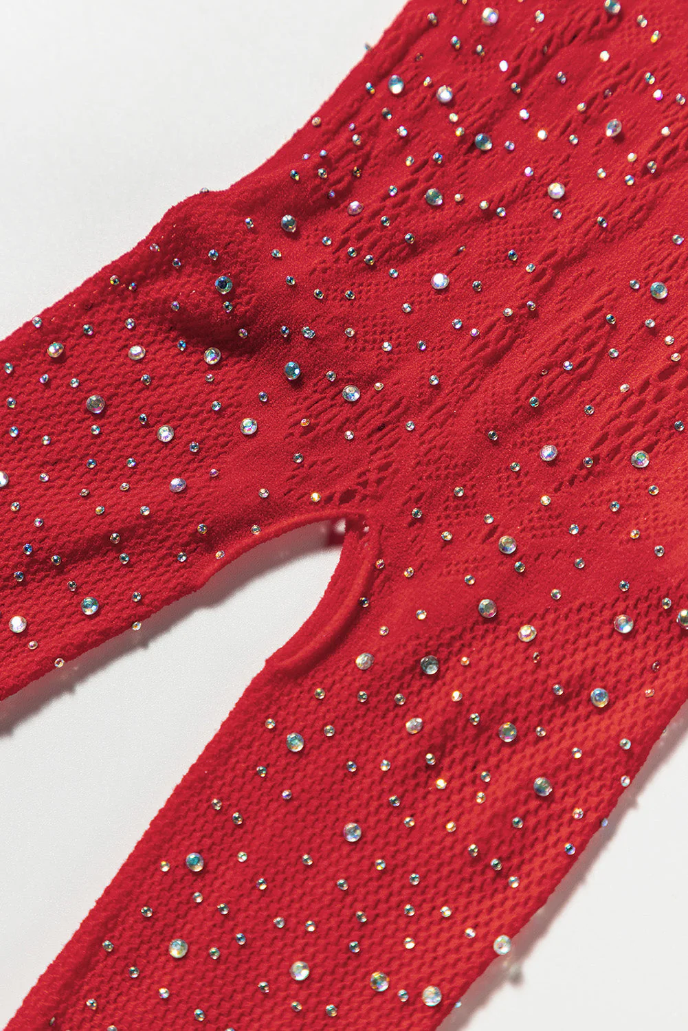 Red Rhinestone Fishnet Long Sleeve Body Stocking - Image 11