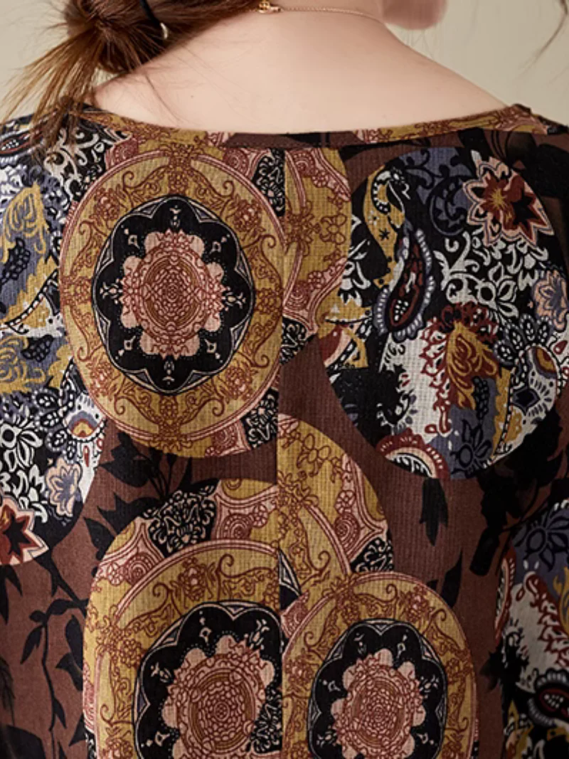 Relaxed Elegance Printed Side Pocket A-line dress - Image 4