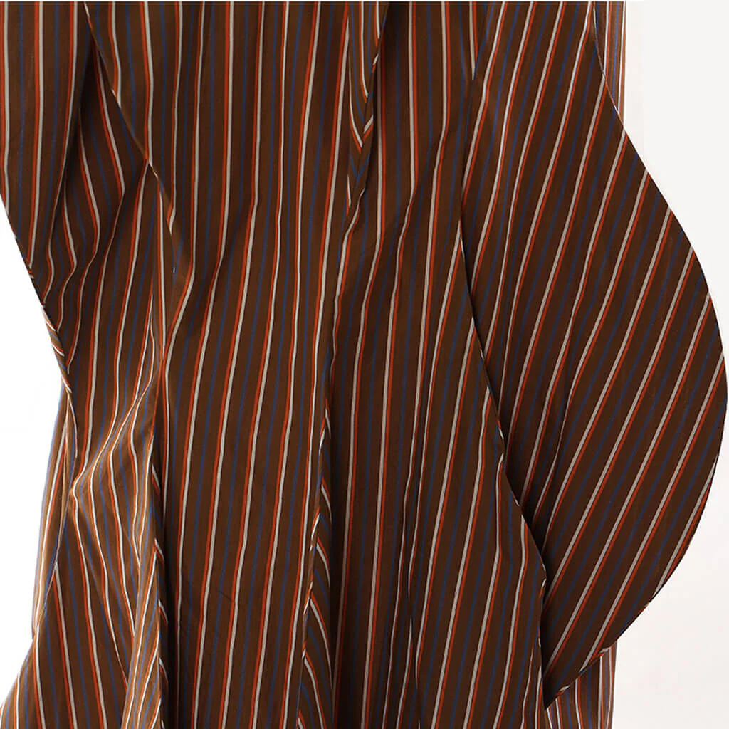Retro 3D Wave Round Neck Vertical Striped Sleeveless Midi Dress - Image 3
