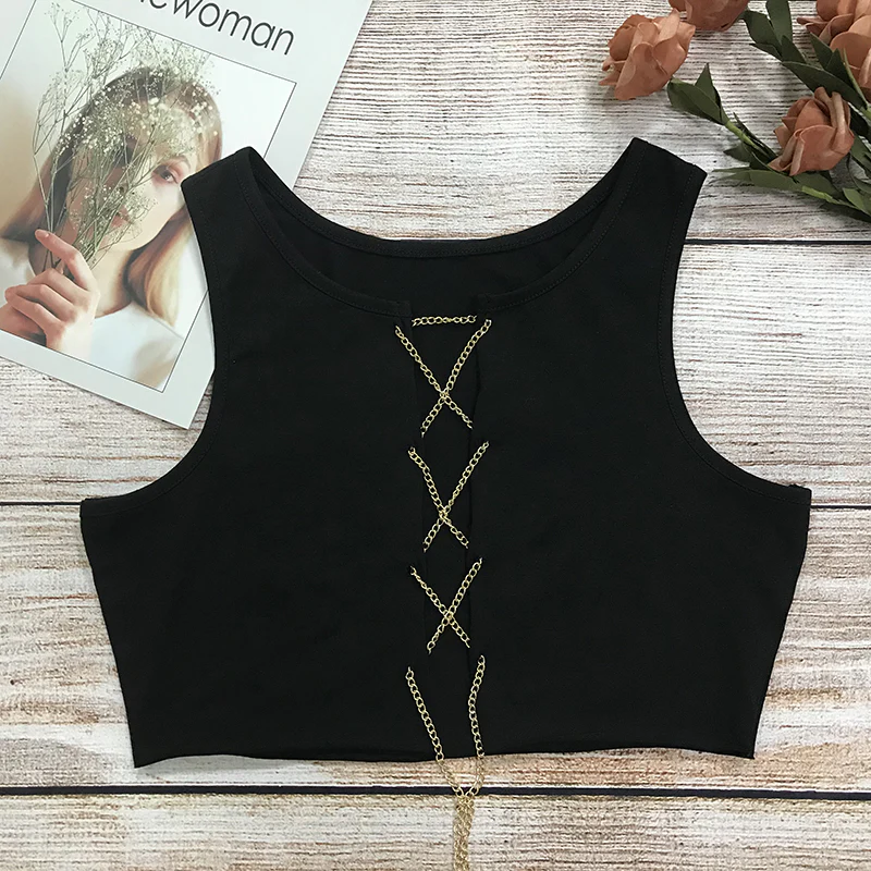 Rhinestone Lace Up Front Crop Top - Image 11