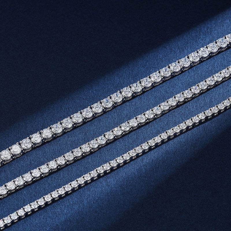 Rhodium Plated Sterling Silver 3MM Cubic Zirconia Tennis Chain NeckLace - Image 2