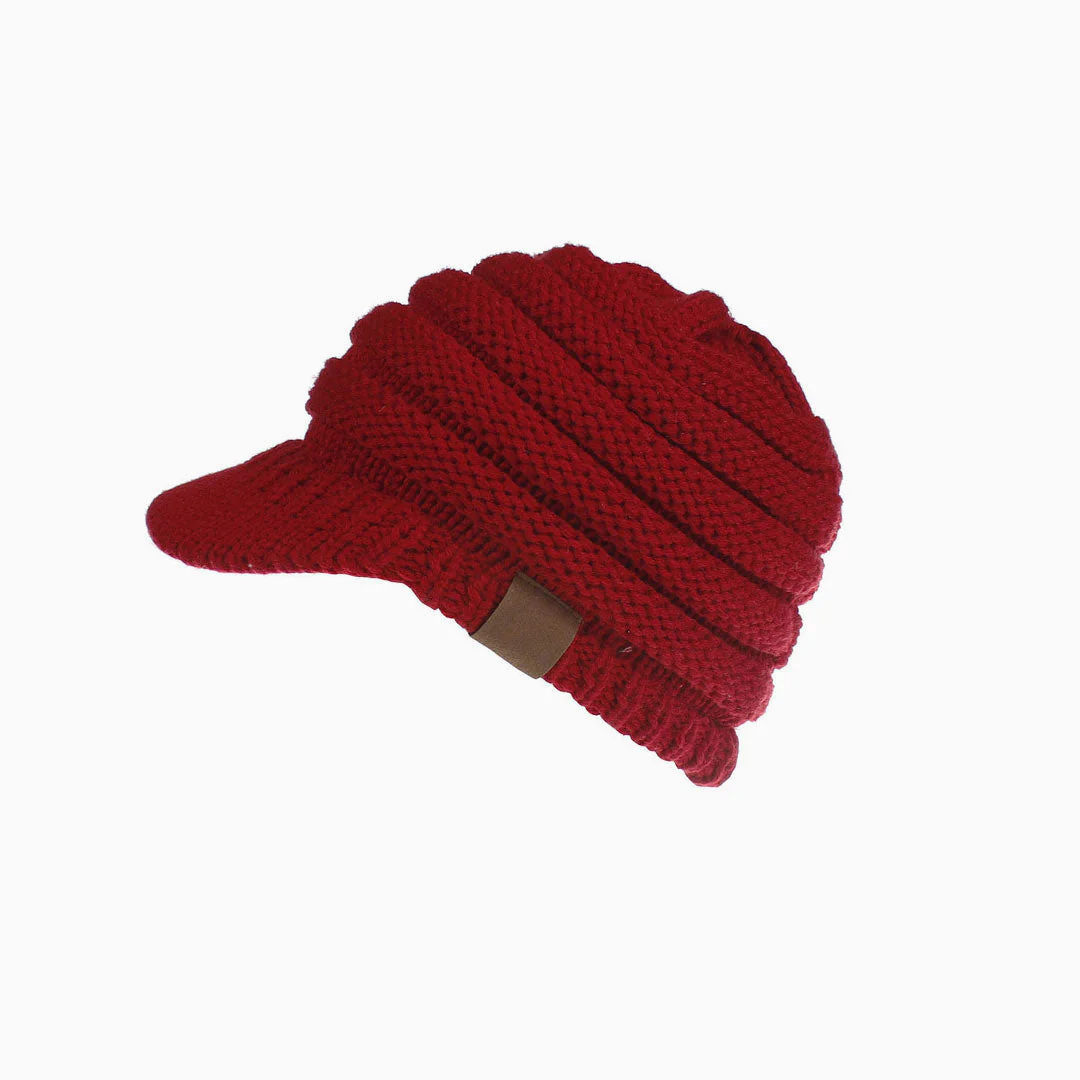 Cozy Me Up Ribbed Knit Ponytail Winter Newsboy Hat - Image 11