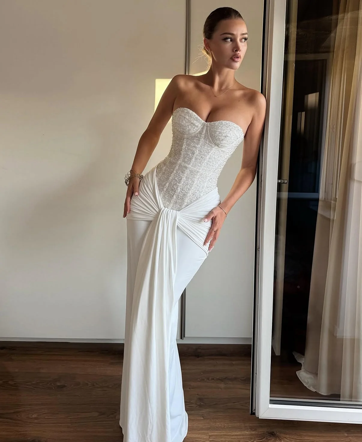 Ribbon Sequined Tube Top Maxi Dress - Image 3