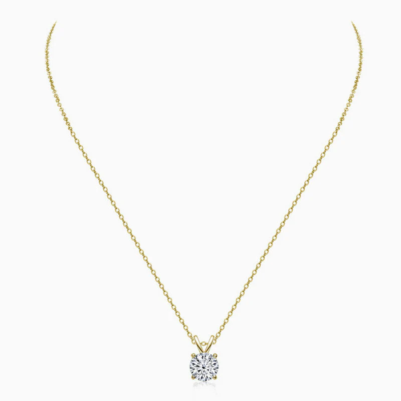 Rolo Chain Sterling Sliver V Bail Solitaire 1CT Moissanite Pendant NeckLace - Image 3