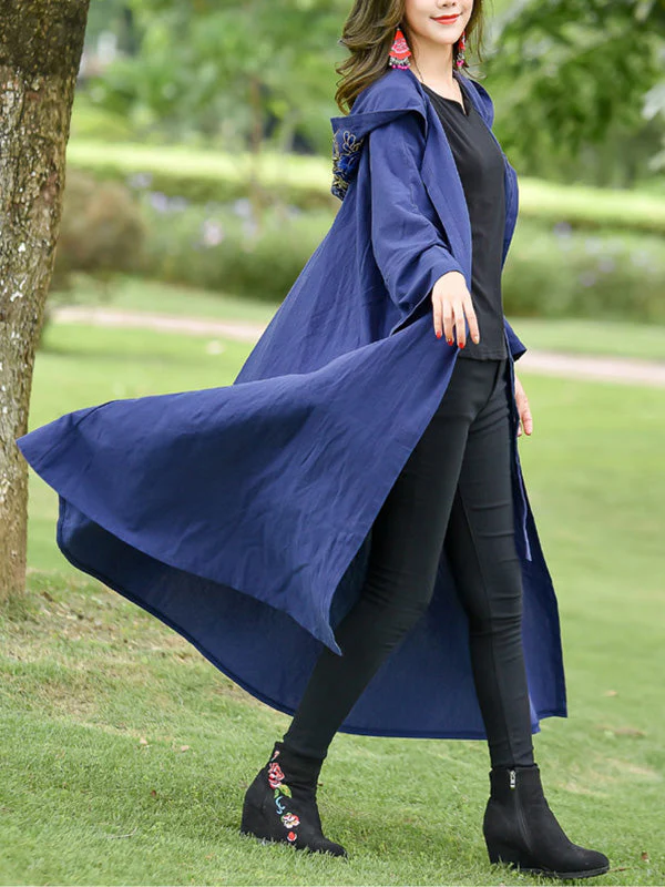 Rose Embroidered with Hat Cape Coat - Image 10