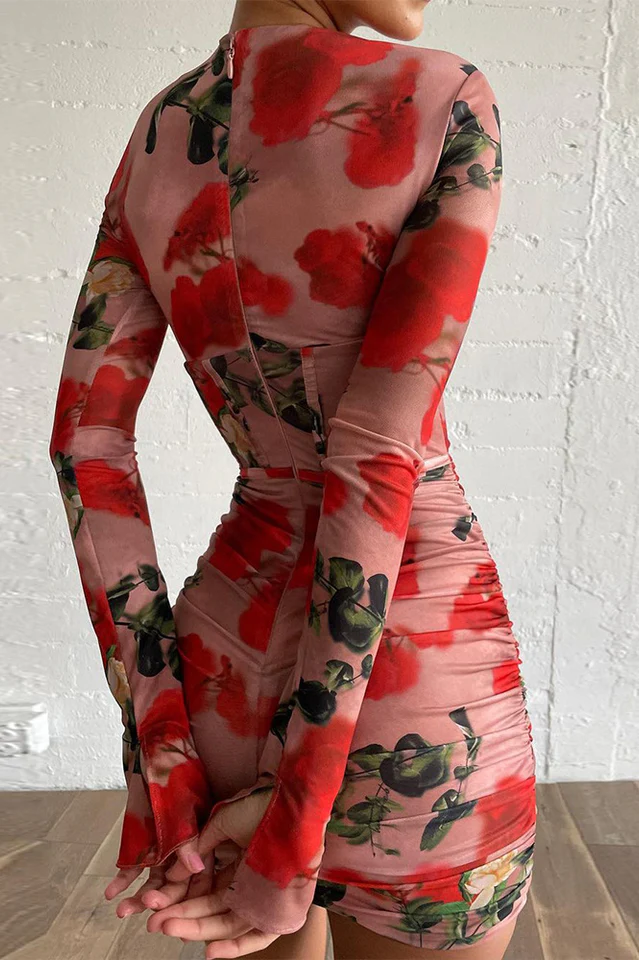 Rose Print Corset Mini Dress - Image 6