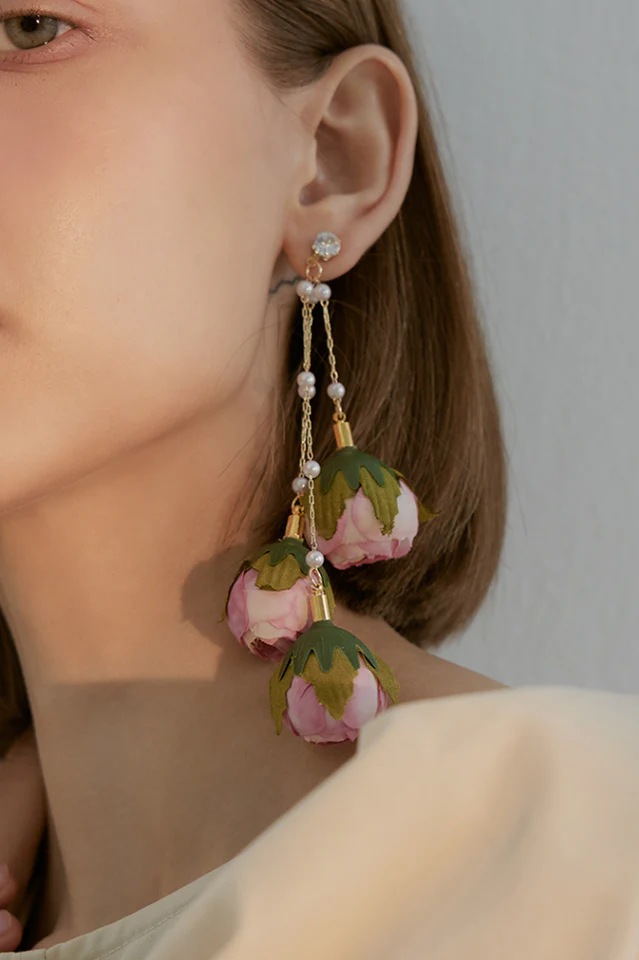 Rose Tassel Earrings - Image 4