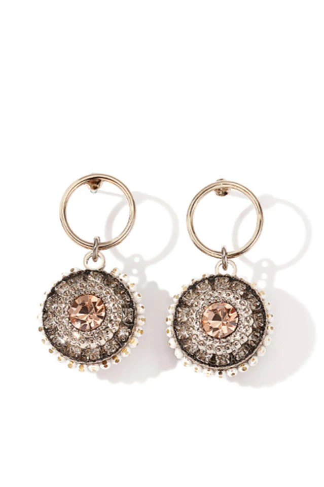 Round Vintage Black Crystal Earrings - Image 8