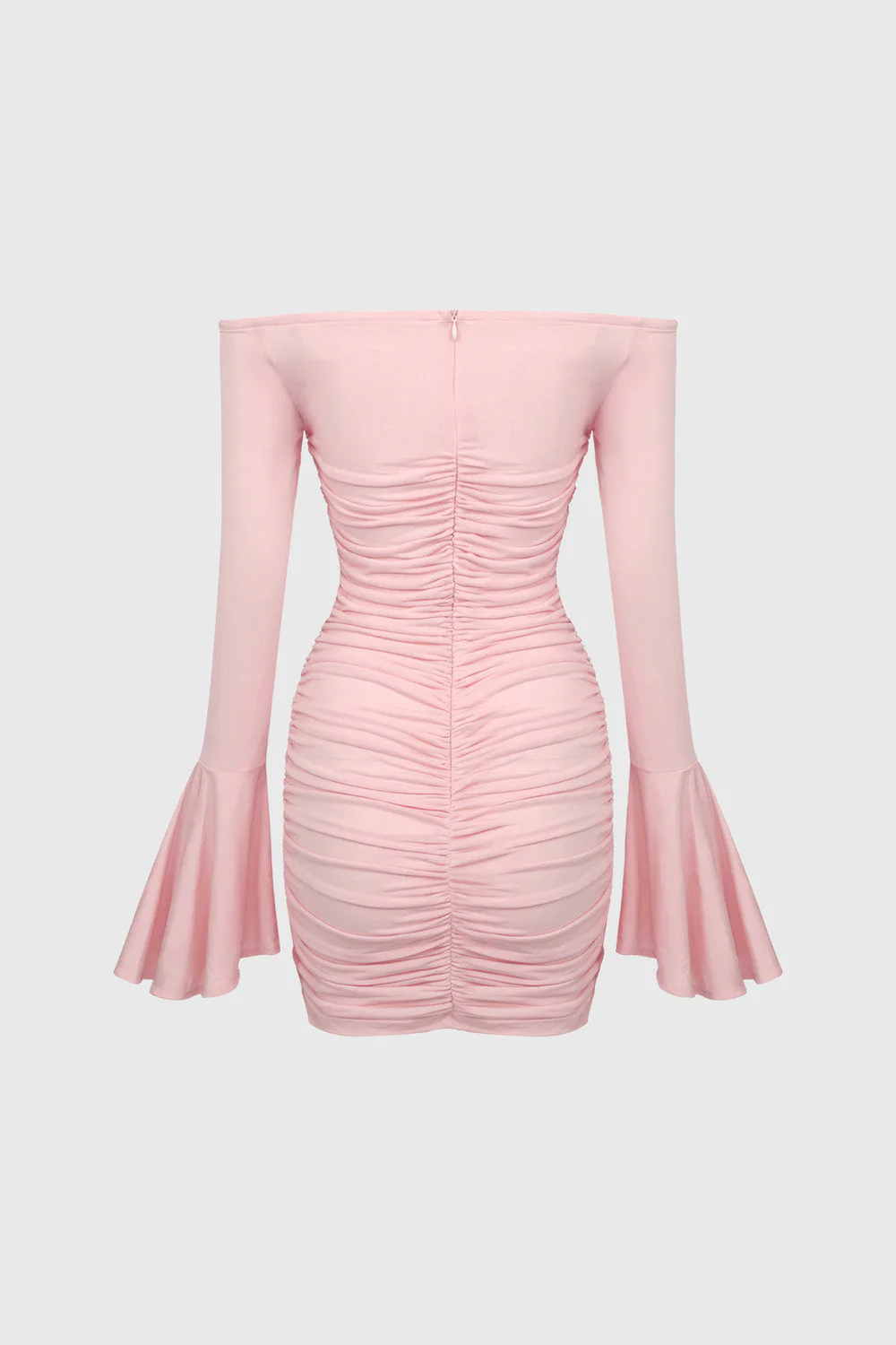 Ruched Dress with Flowers Attached - Pink - Image 3