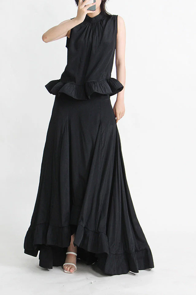 Ruffled Waist Halter Top + Maxi Skirt Set - Image 10