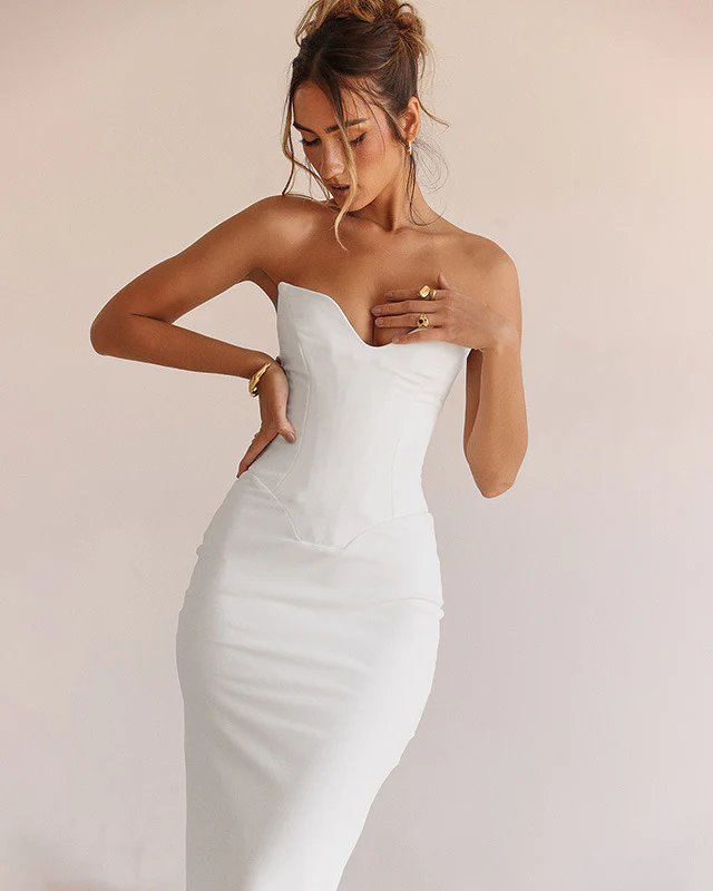 Sabine Black Tube Top Tunic Dress - White - Image 3