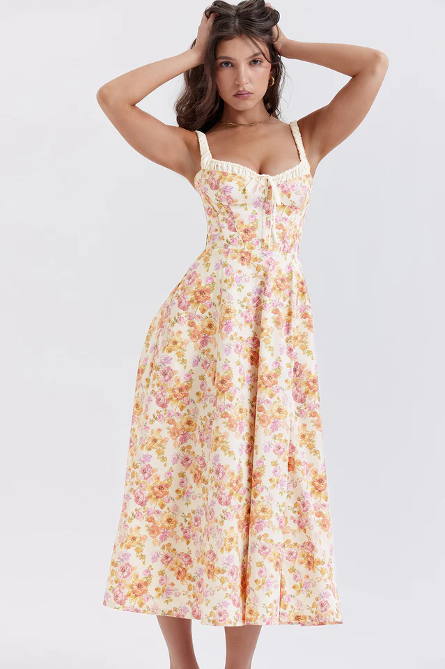 Sabrina Ivory Print Bustier Sundress - Image 3