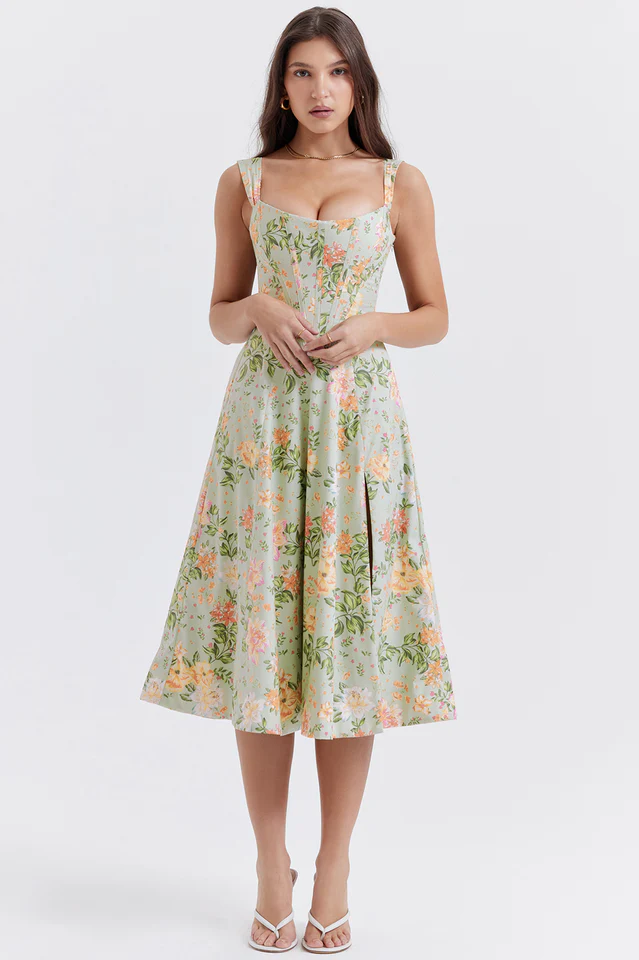 Saira Pale Jade Printed Sundress - Image 2