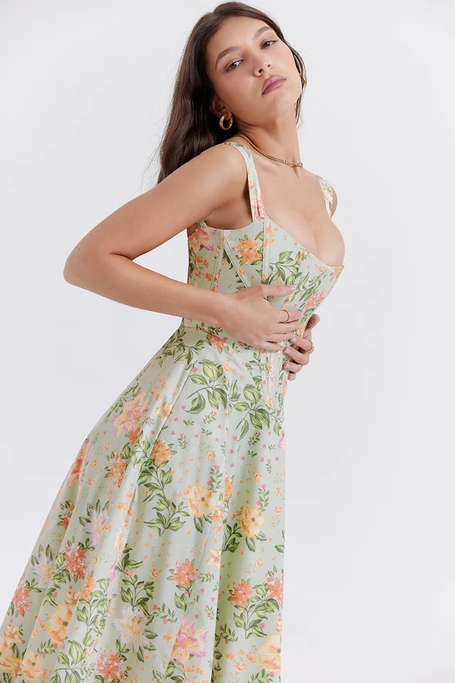 Saira Pale Jade Printed Sundress - Image 7