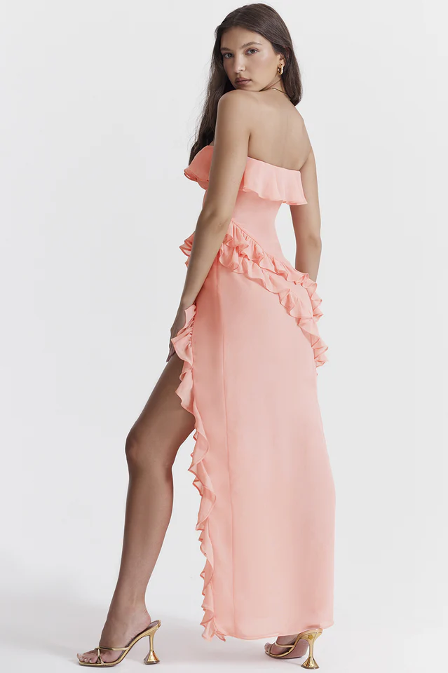 Sarina Apricot Ruffle Maxi Dress - Image 7