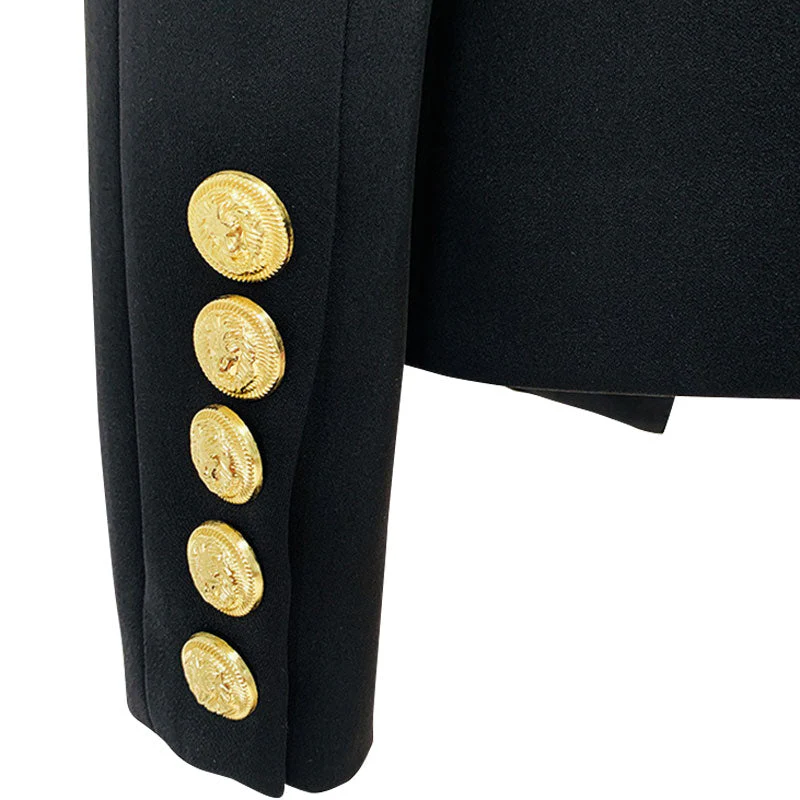 Sassy Power Shoulder Peak Lapel Long Sleeve Tailored Blazer - Image 4