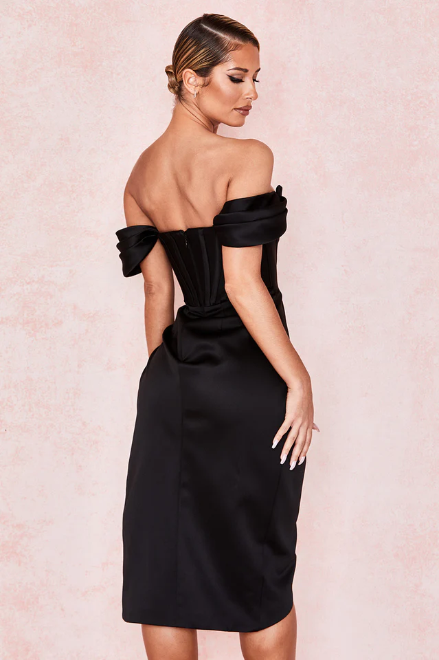 Satin Off Shoulder Dress - Image 12