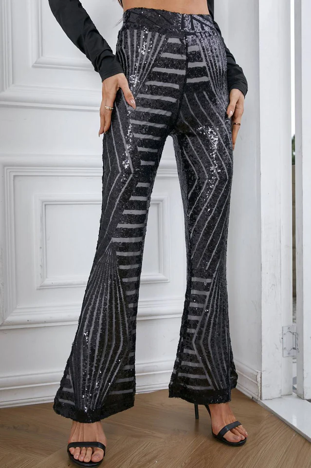 Sequin High Rise Flare Pants - Image 2