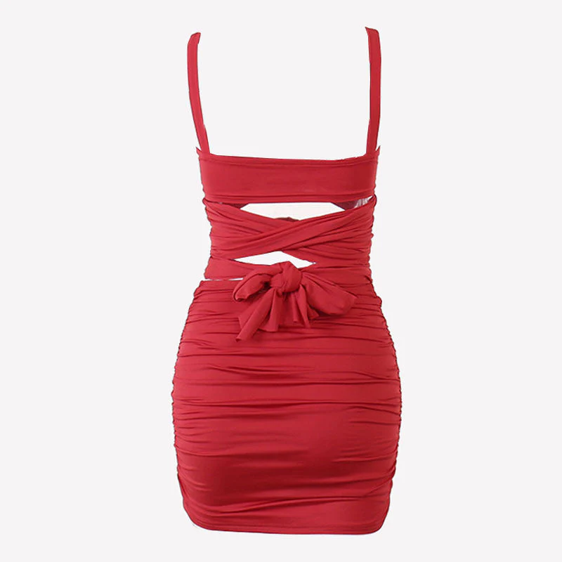 Sexy 3D Rosette Applique Wrap Crop Bodycon Ruched Skirt Matching Set - Image 2