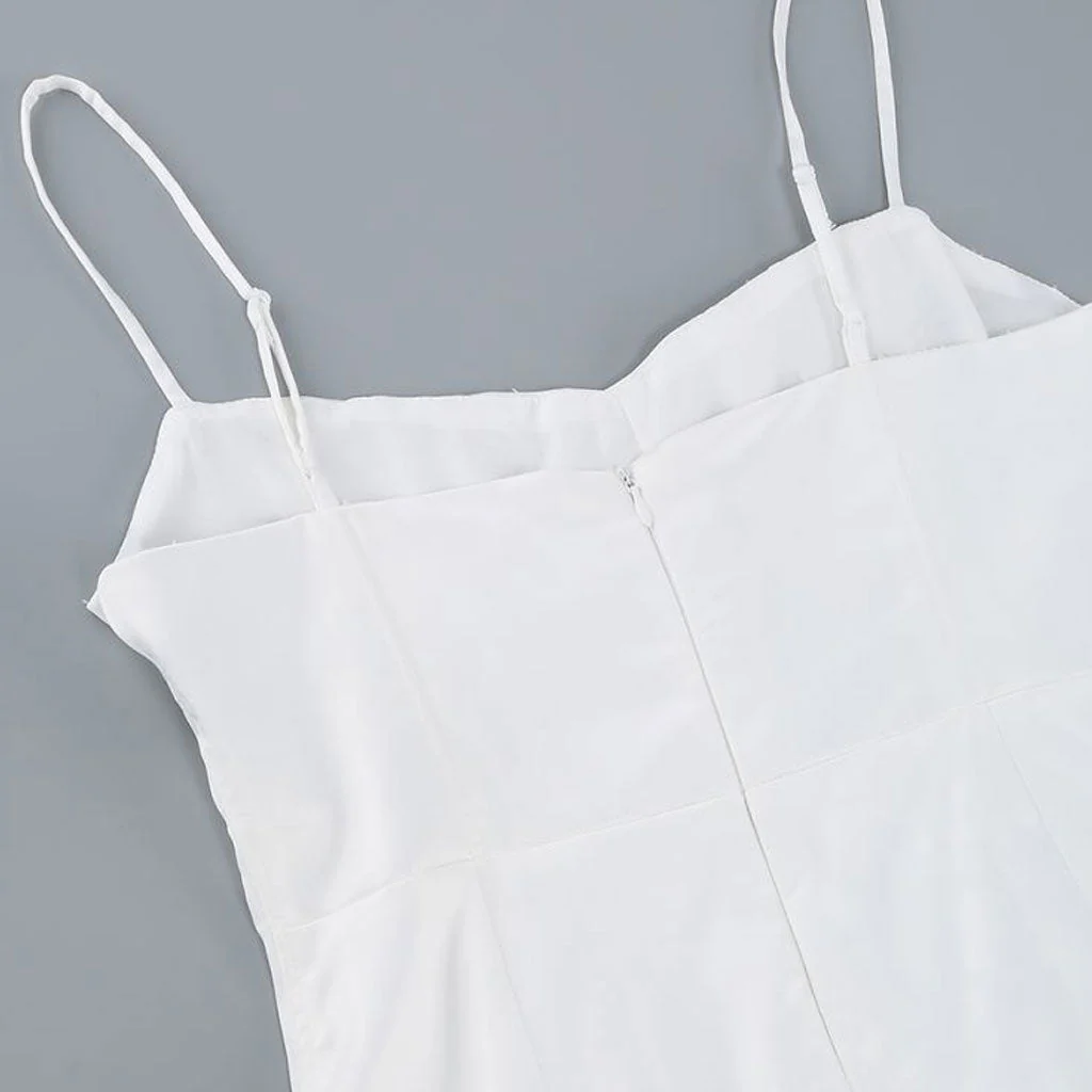 Sexy Contrast Satin Metal Detail Ruffle Hem Cami Bodycon Mini Party Dress - Image 6