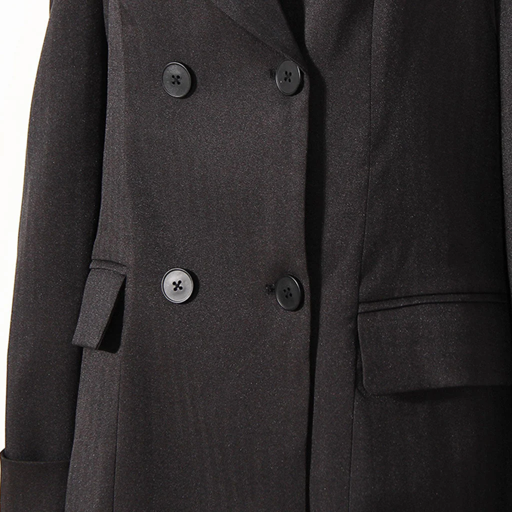 Sexy Halter Zip Detail Off The Shoulder Long Sleeve Double Breasted Mini Blazer Dress - Image 3
