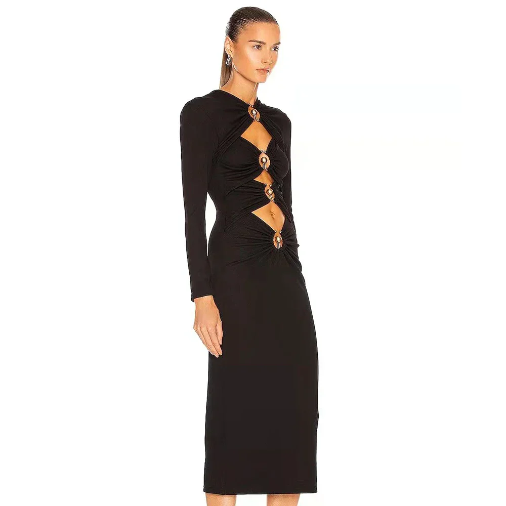 BURYA Hollow Out MIDI Dress - Image 2