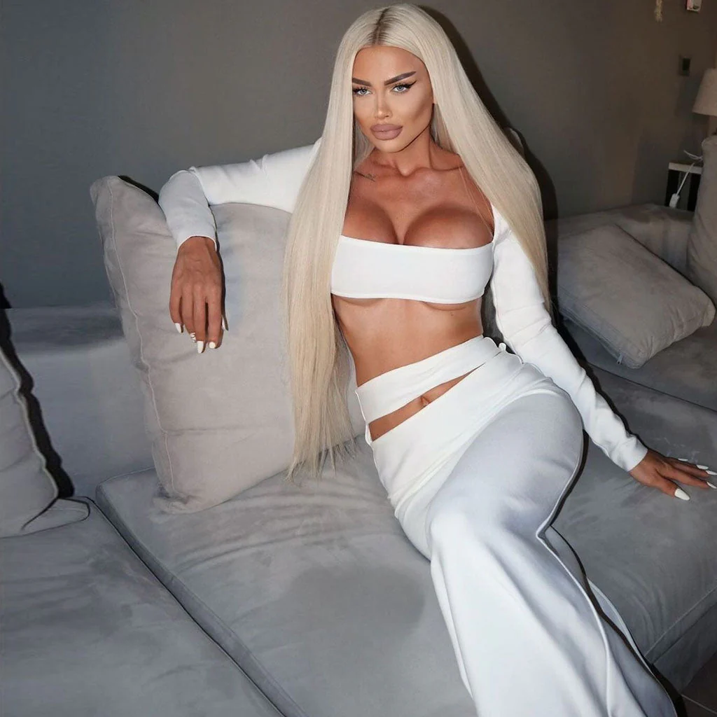 Sexy Long Sleeve Shoulder Pad Crop Top CutOut High Waist Skirt Matching Set - Image 8