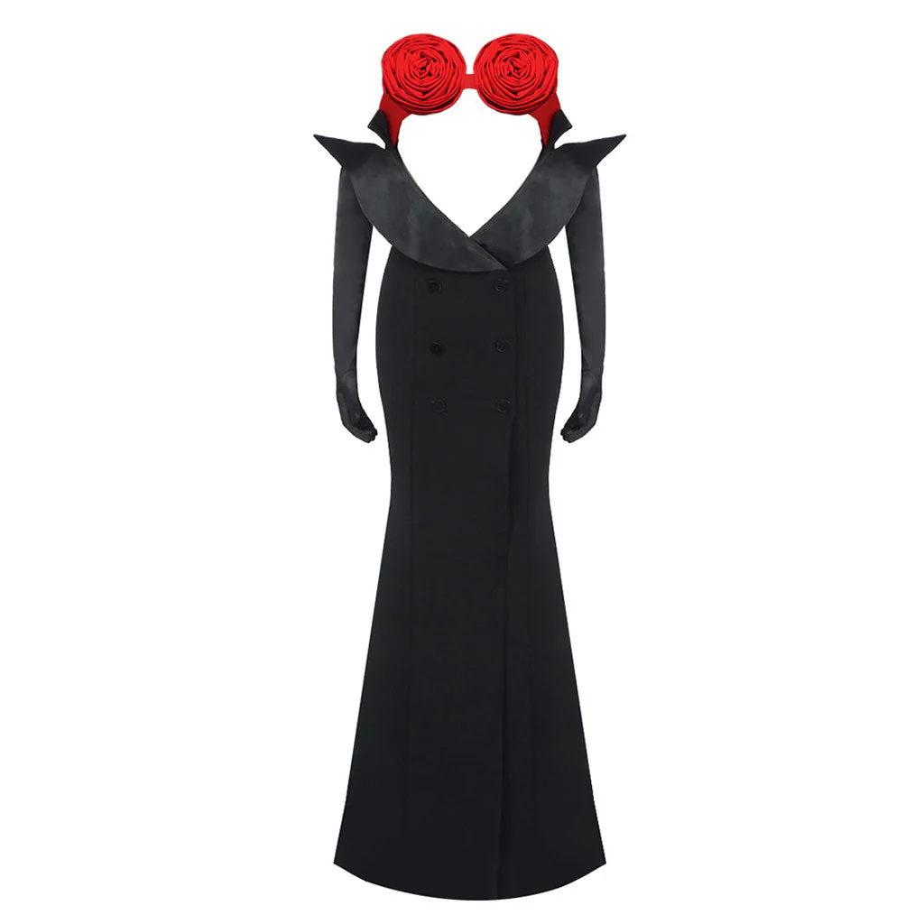 Sexy Off Shoulder Rosette Bra CutOut Gloved Maxi Fishtail Evening Dress - Image 5