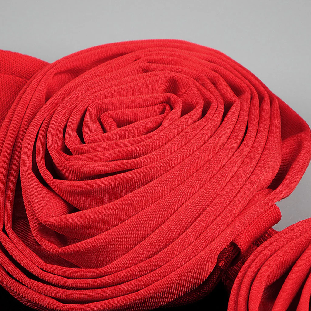 Sexy Off Shoulder Rosette Bra CutOut Gloved Maxi Fishtail Evening Dress - Image 7