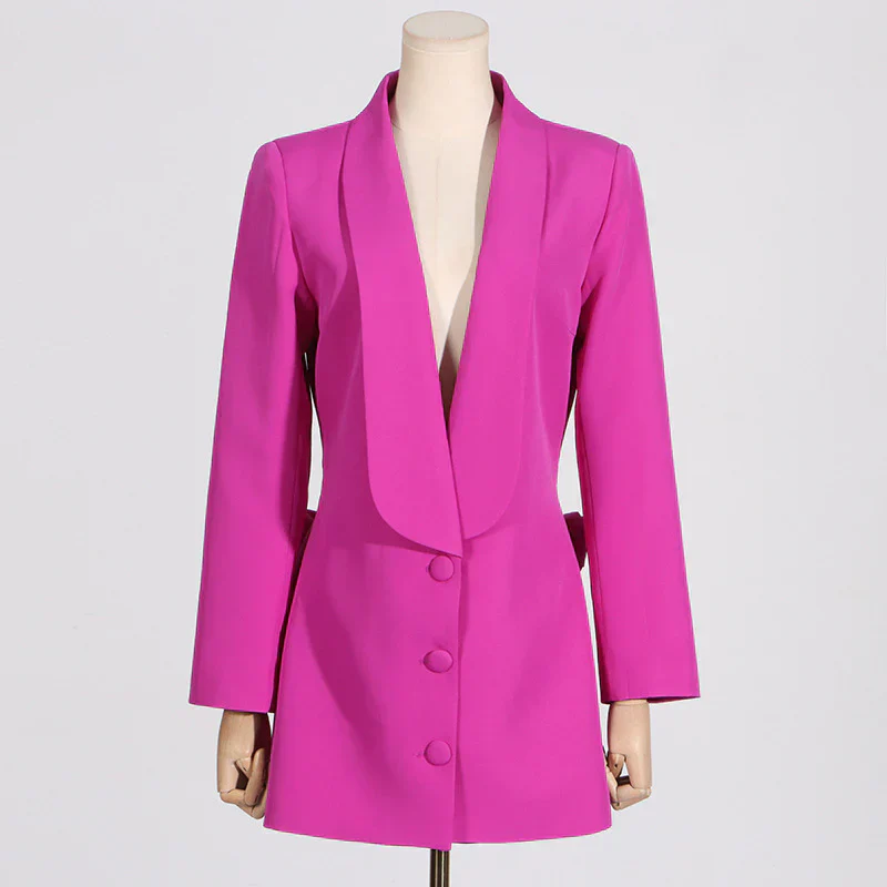 Backless Long Sleeve Mini Dress decorated with Flowers - Image 10
