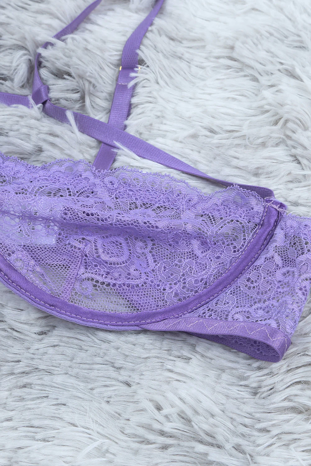 Sheer Lace Asymmetric Strappy 2Pcs Lingerie Set - Image 10
