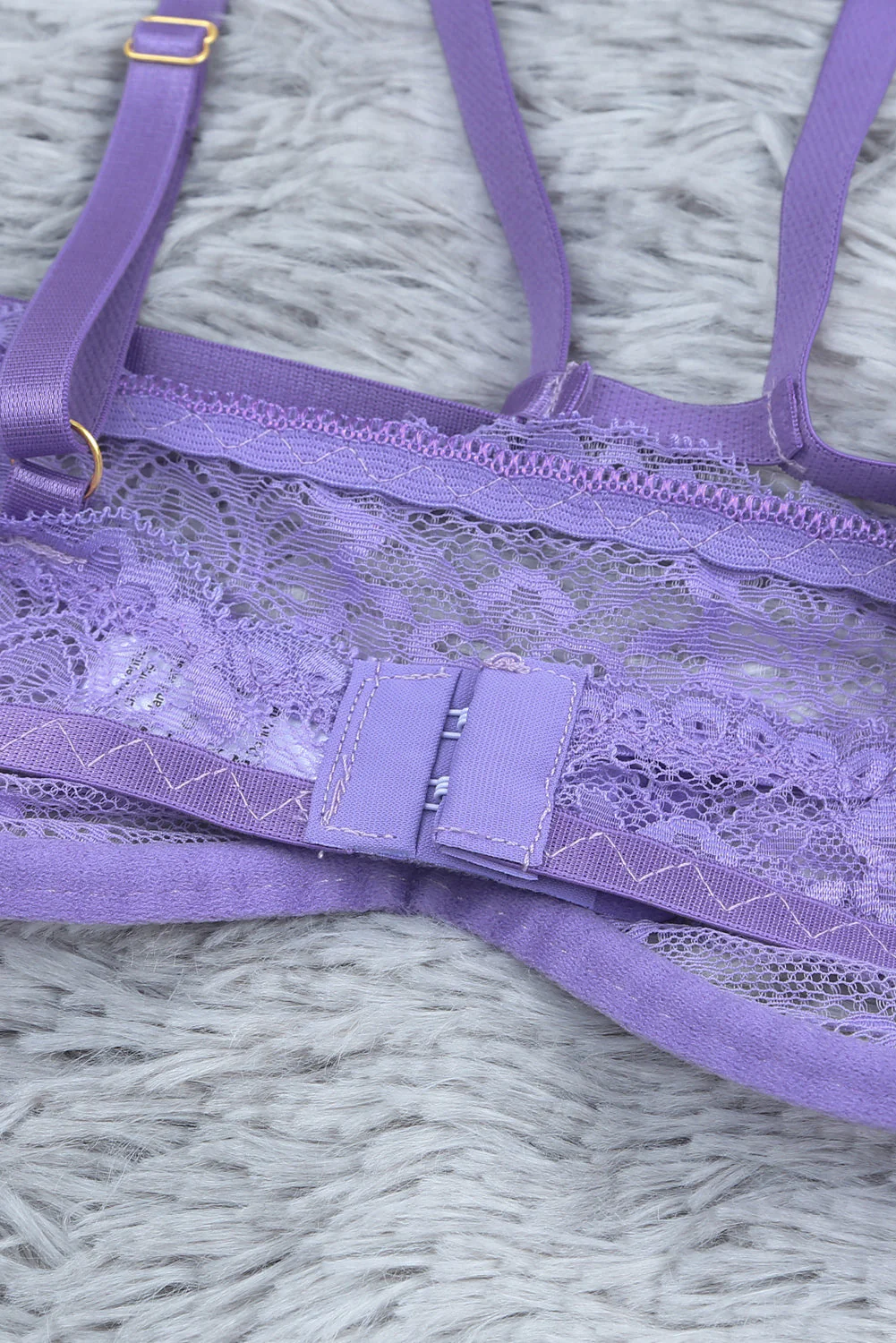 Sheer Lace Asymmetric Strappy 2Pcs Lingerie Set - Image 9