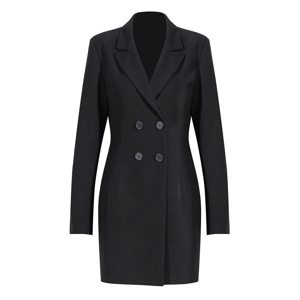 Sheer Wrap Tulle Skirt Lapel Collar Double Breasted Blazer Matching Set - Image 3