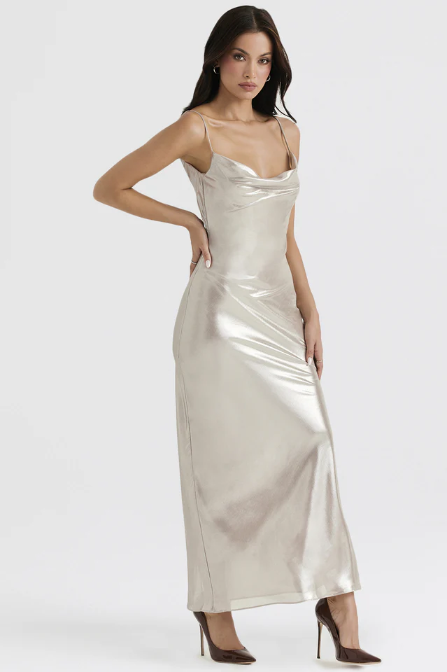 Shimmer Low Back Maxi Dress - Image 4