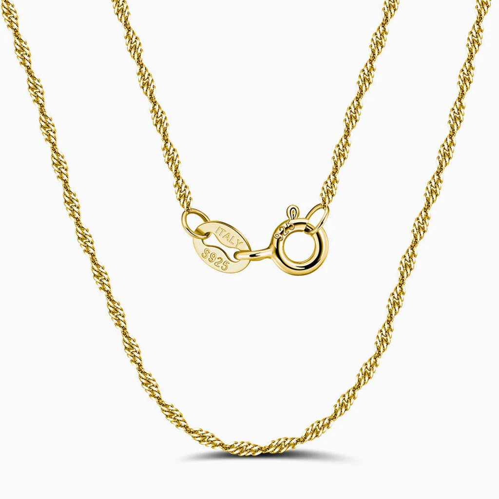 Shimmer Sterling Silver 1.5MM Twisted Singapore Chain NeckLace