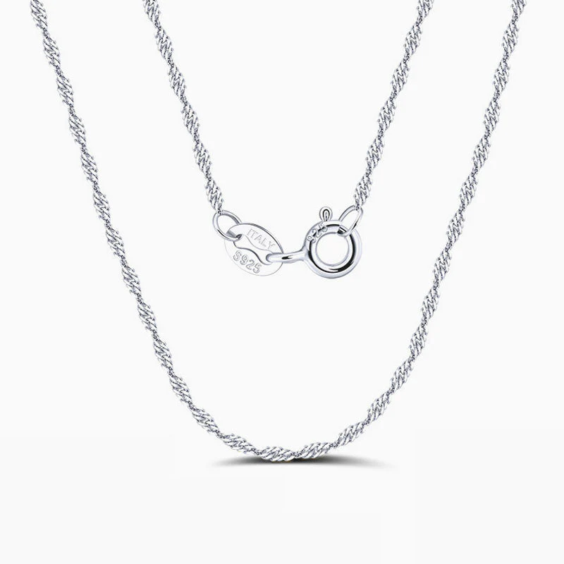 Shimmer Sterling Silver 1.5MM Twisted Singapore Chain NeckLace - Image 2