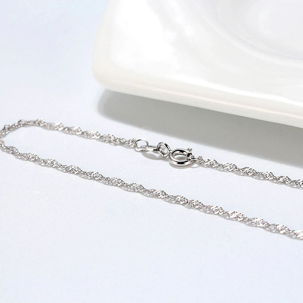 Shimmer Sterling Silver 1.5MM Twisted Singapore Chain NeckLace - Image 4