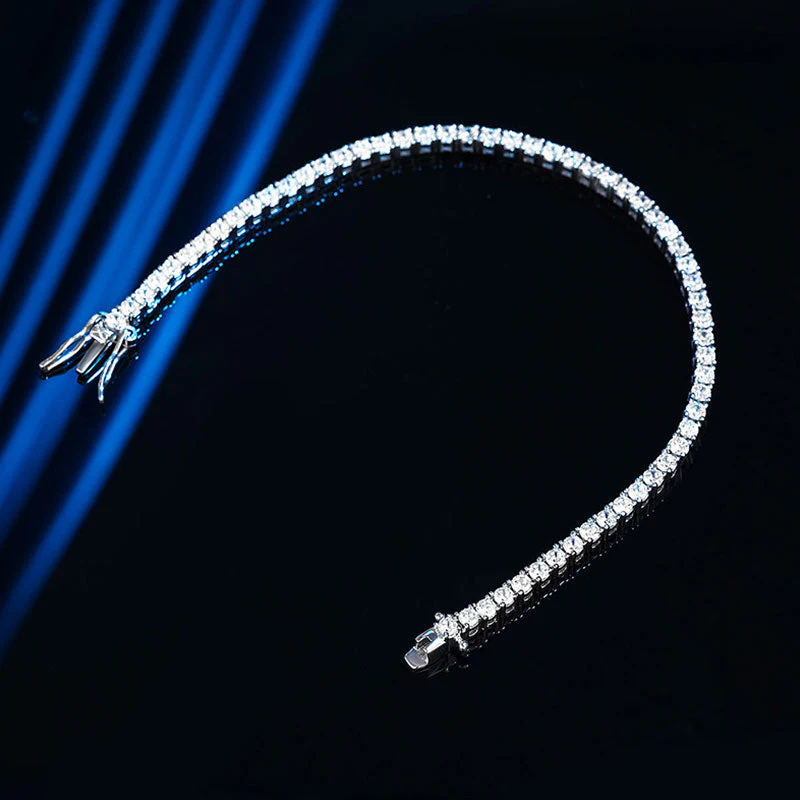 Shimmering Sterling Silver 2.5MM Moissanite Eternity Tennis Bracelet - Image 3