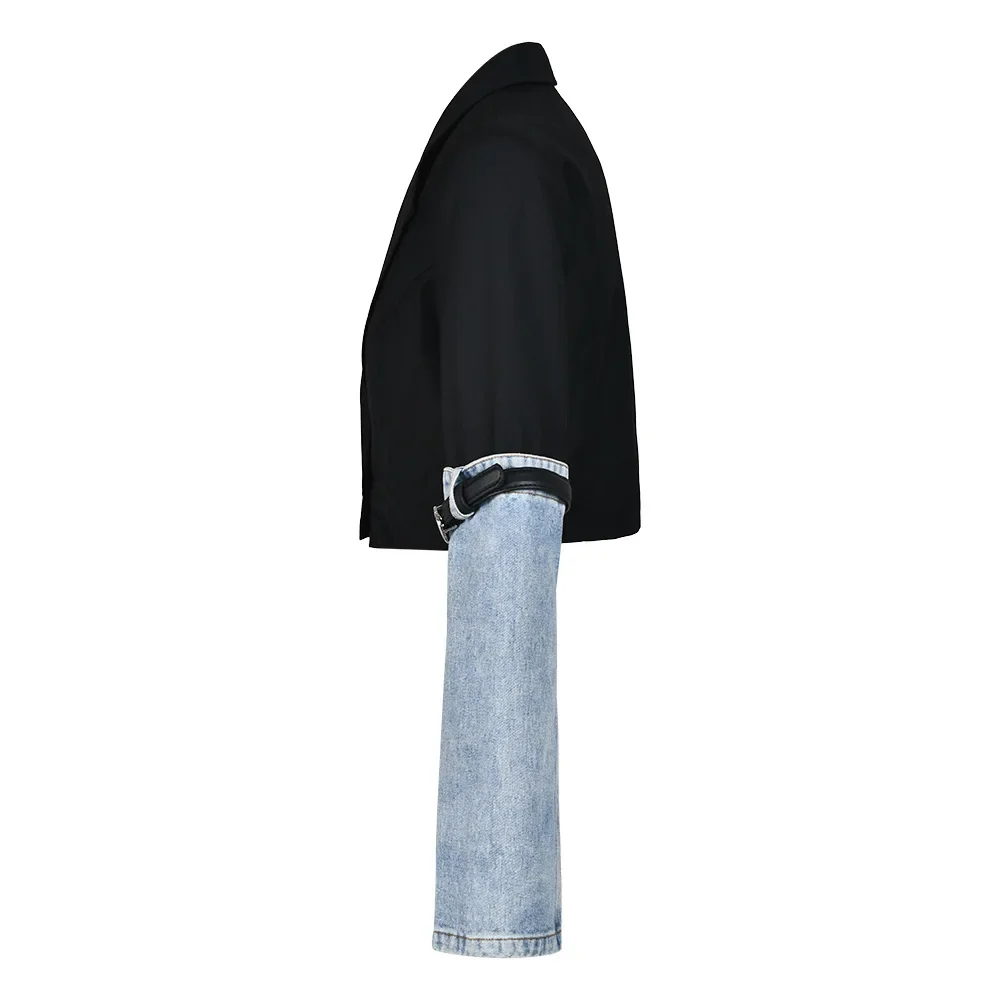 Black SHORT Blazer with DENIM SleeveS - Image 4