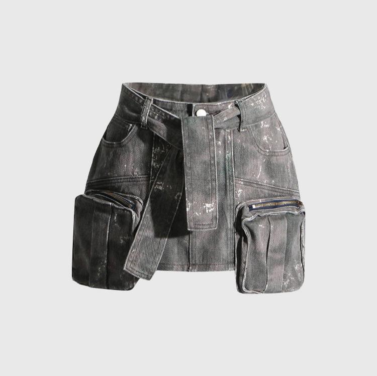 GREY CARGO Mini Skirt with Pockets - Image 4