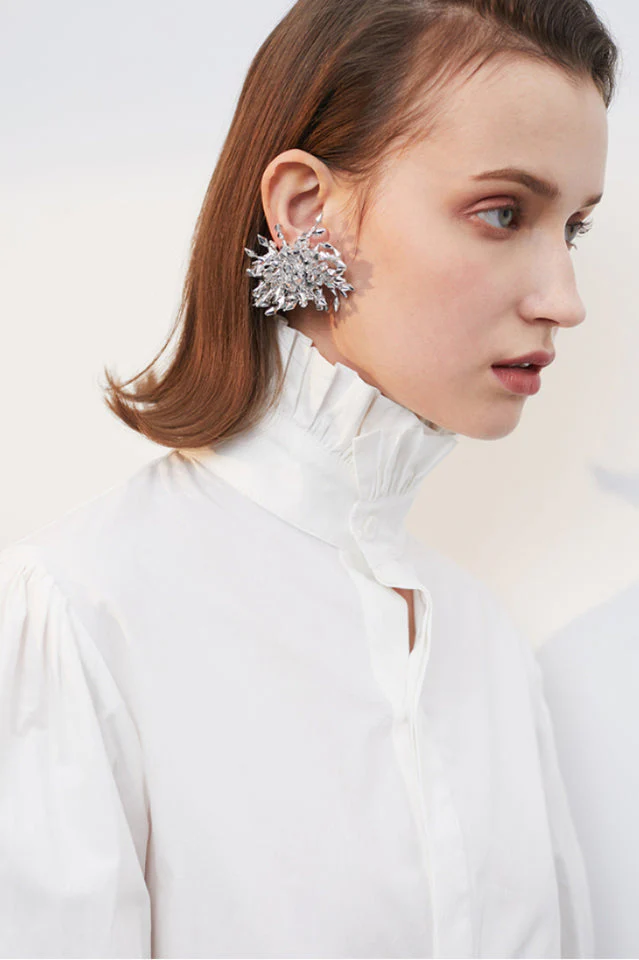 Silver Flower Earrings - Image 3
