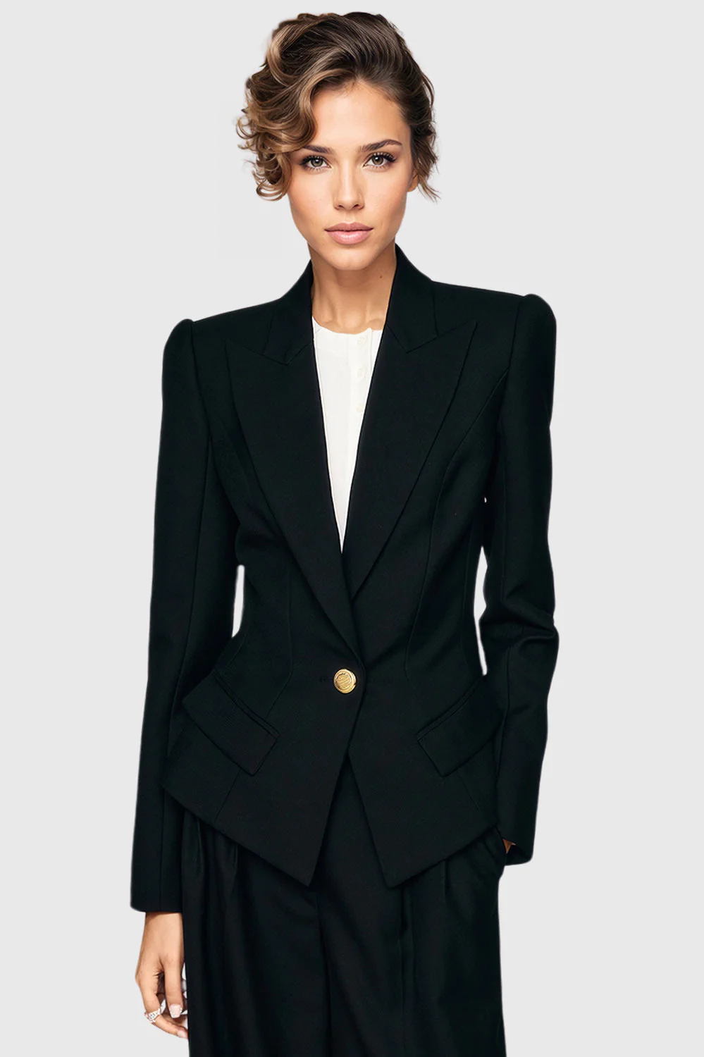 Single Breasted Tailored Blazer - Black - Image 3