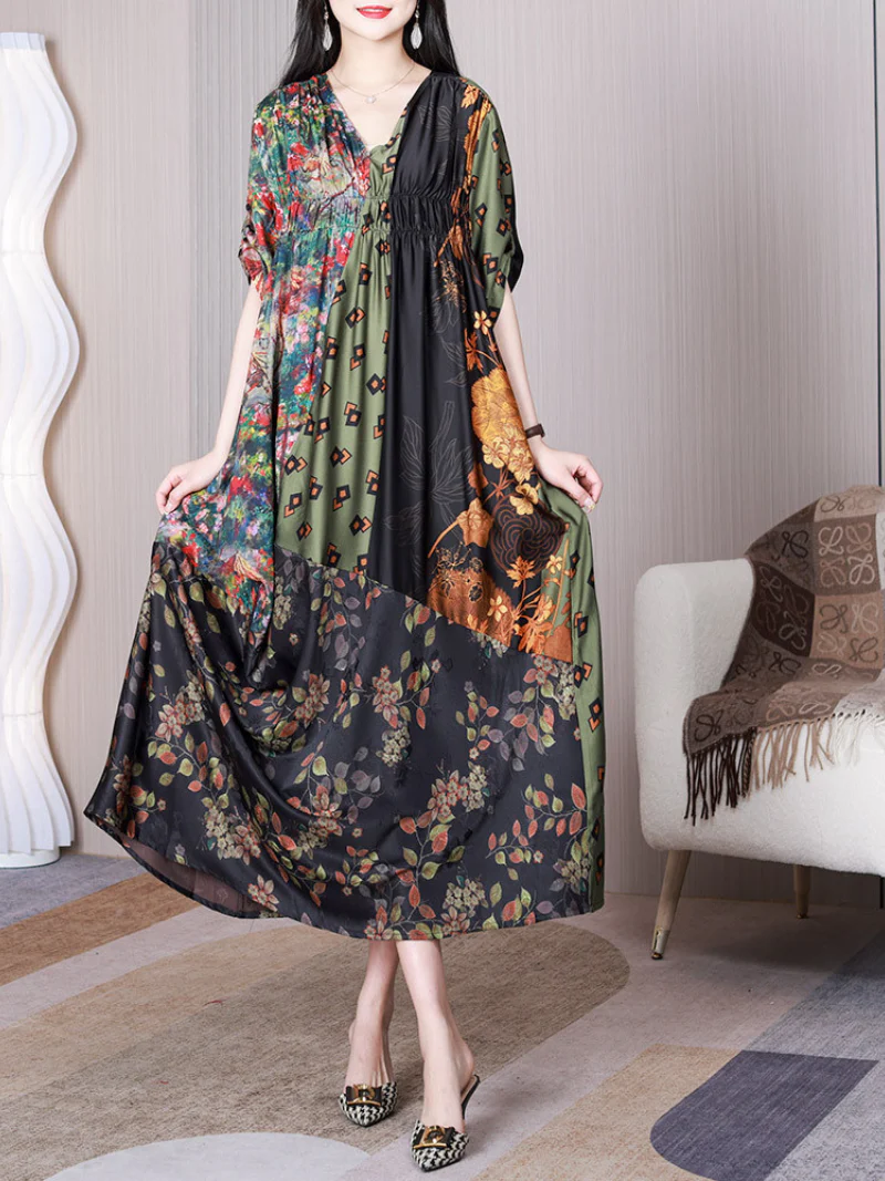 Sound Of Heartbeat V-neck Middle Waost A-line Dress - Image 3