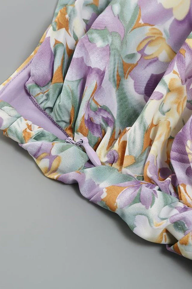 Slanted One Shoulder Floral Cut Out Dress - Image 10