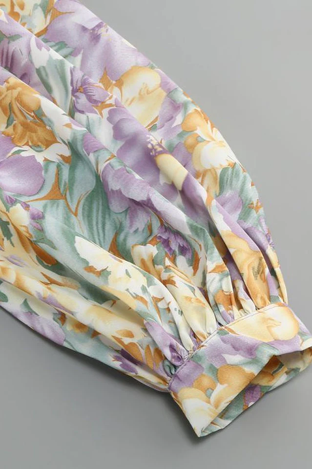 Slanted One Shoulder Floral Cut Out Dress - Image 8