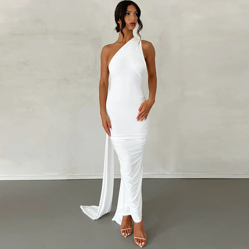 Sloping Neck Midi Tight Wrap Cocktail Dress - Image 10