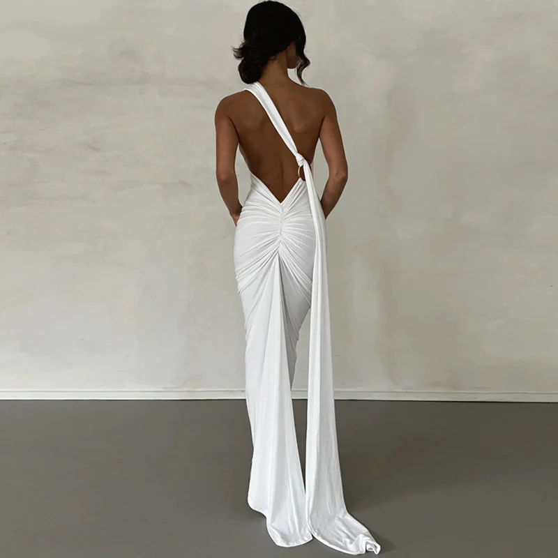 Sloping Neck Midi Tight Wrap Cocktail Dress - Image 11
