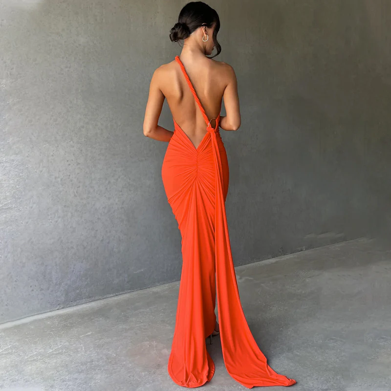 Sloping Neck Midi Tight Wrap Cocktail Dress - Image 14